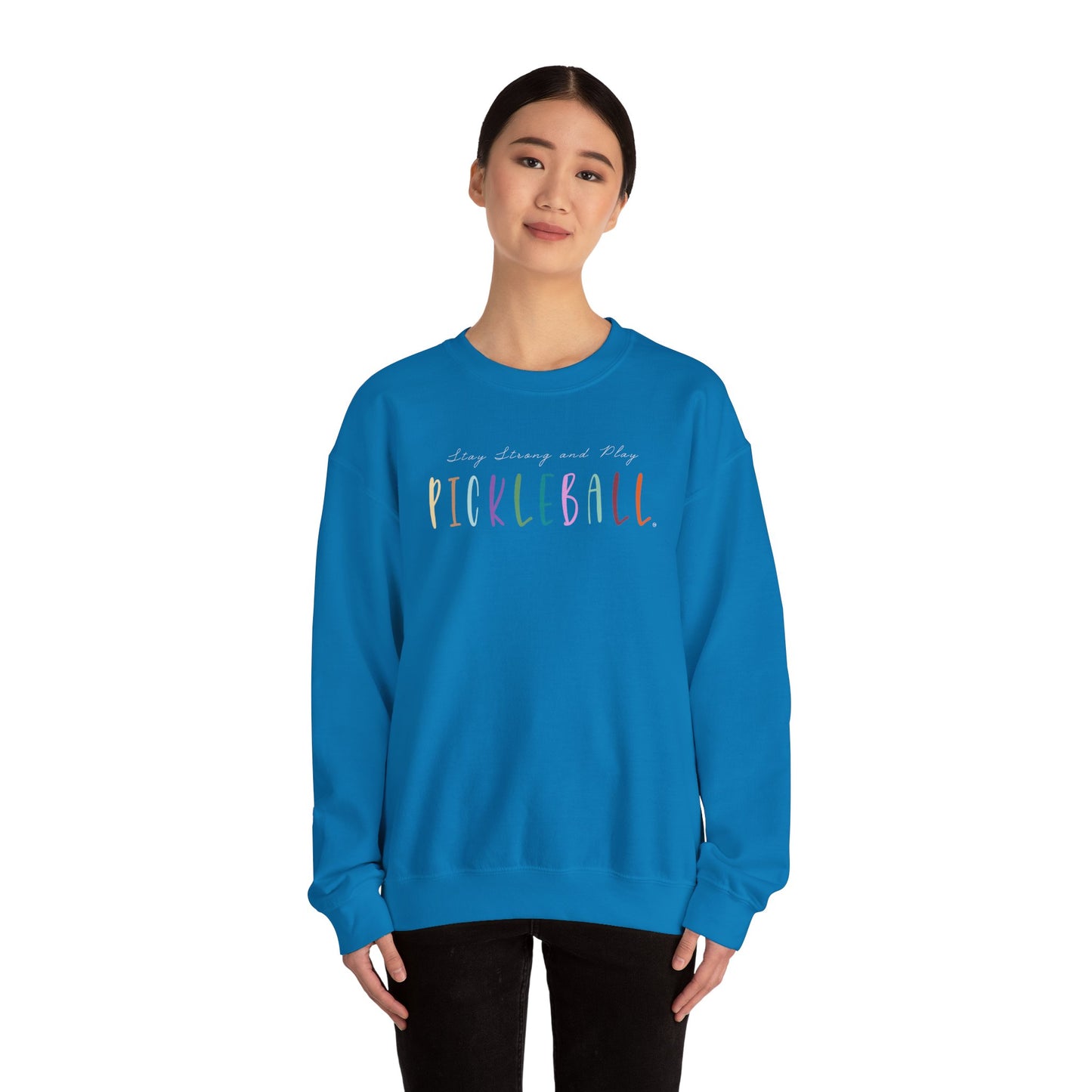 Stay Strong & Play Pickleball Unisex Heavy Blend™ Crewneck Sweatshirt