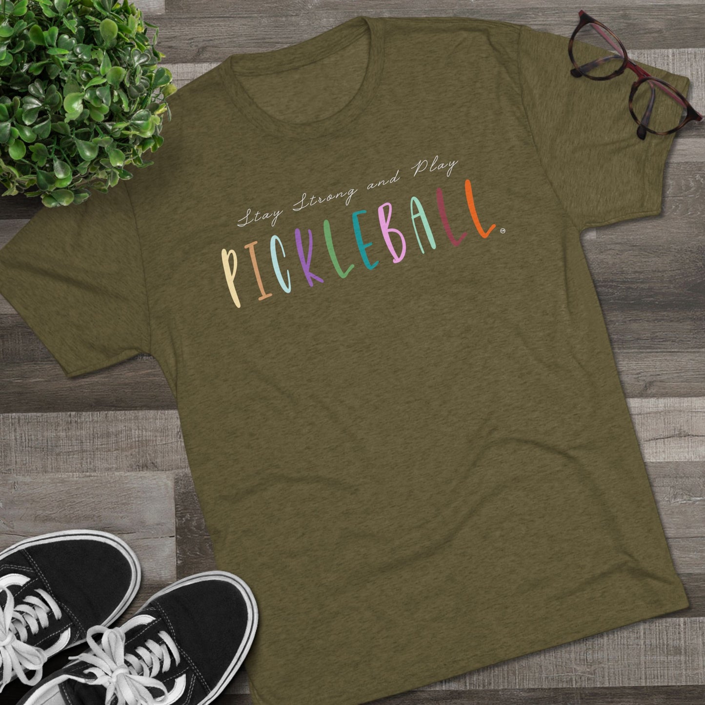 Stay Strong & Play Pickleball Unisex Tri-Blend Crew Tee