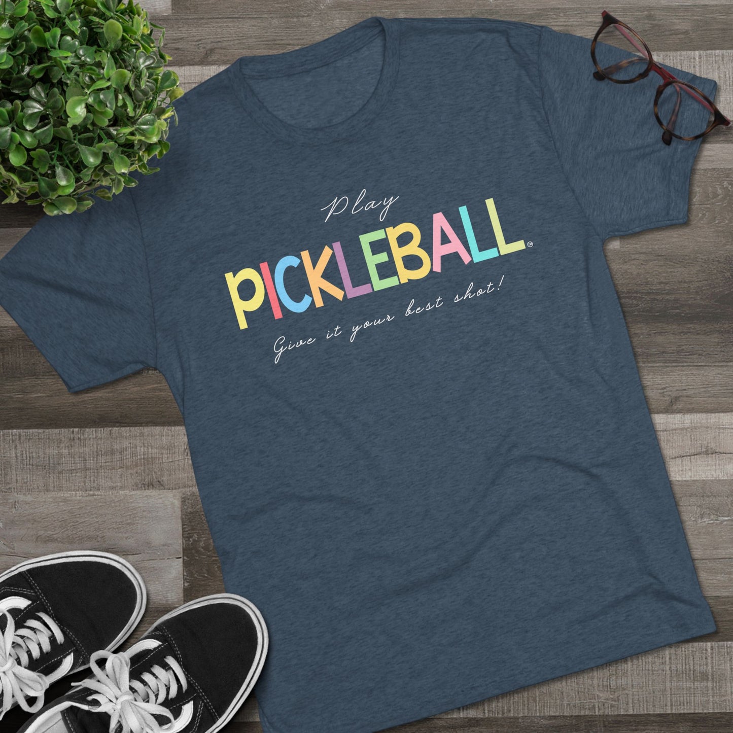 Colorful Pickleball Unisex Tri-Blend Crew Tee