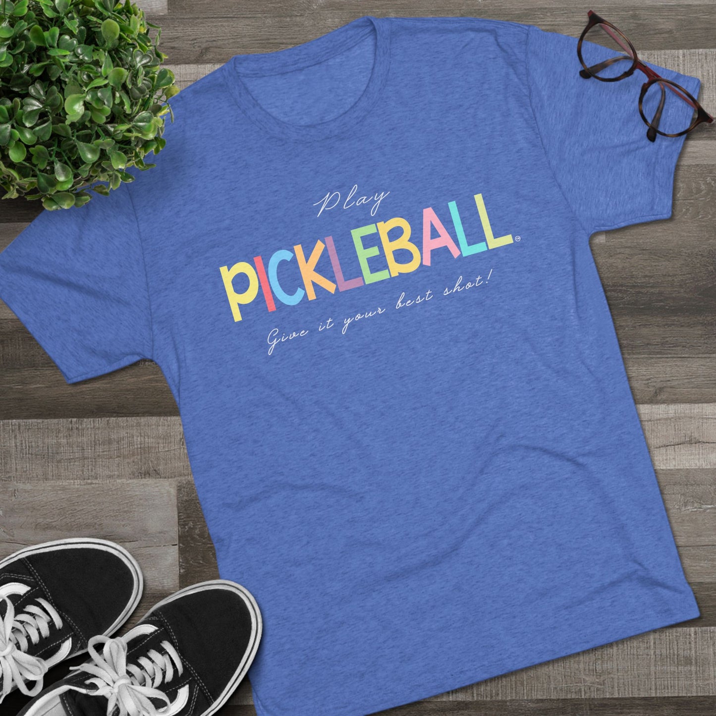 Colorful Pickleball Unisex Tri-Blend Crew Tee