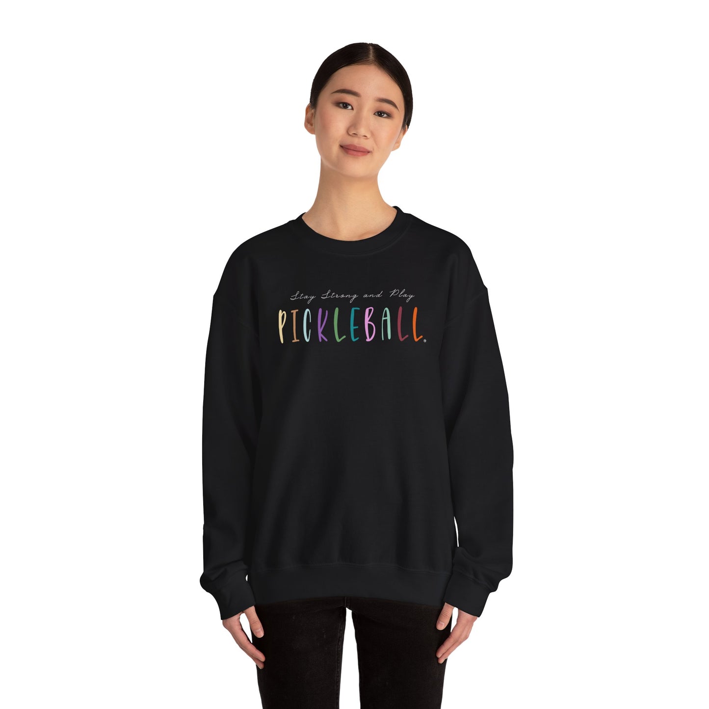 Stay Strong & Play Pickleball Unisex Heavy Blend™ Crewneck Sweatshirt