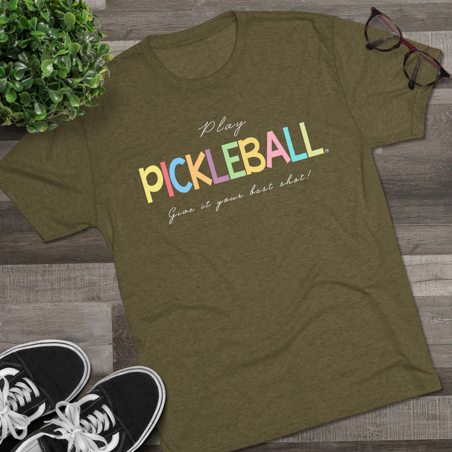 Colorful Pickleball Unisex Tri-Blend Crew Tee