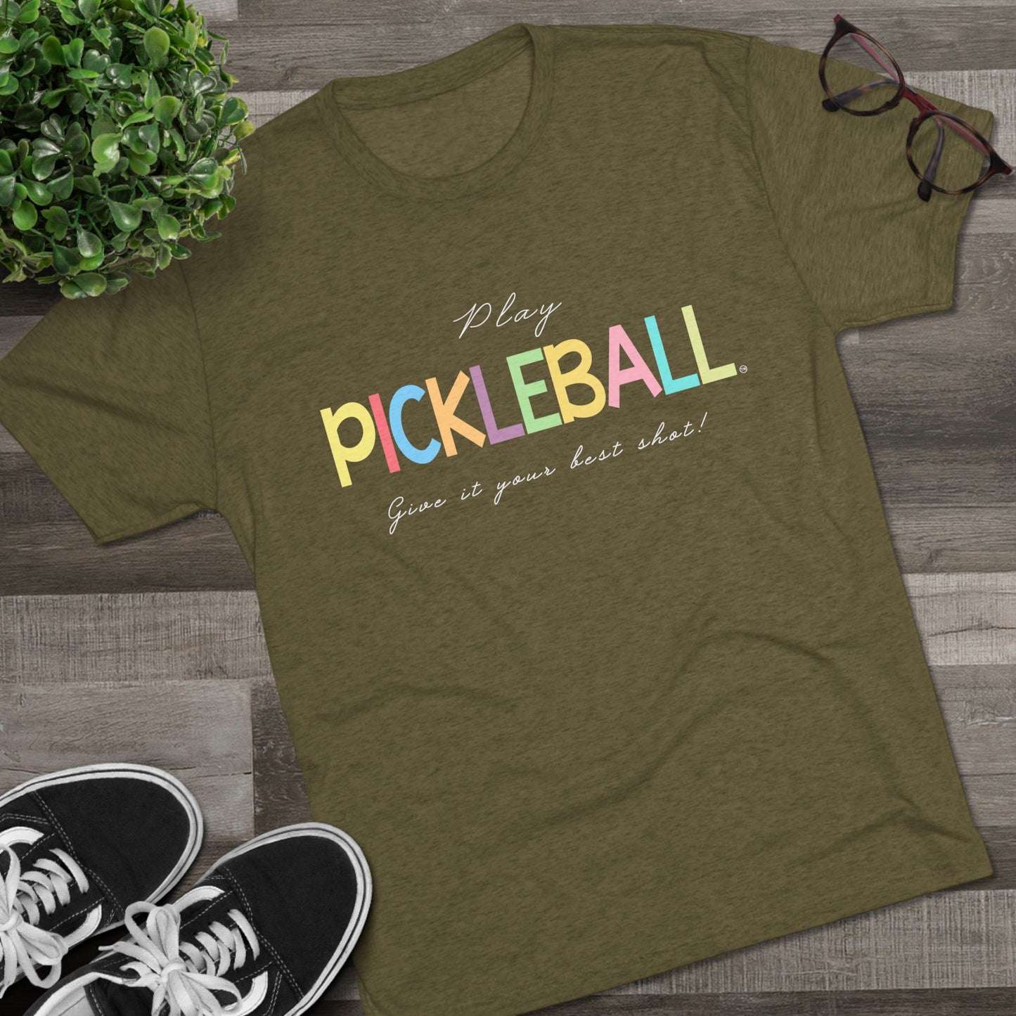 Colorful Pickleball Unisex Tri-Blend Crew Tee