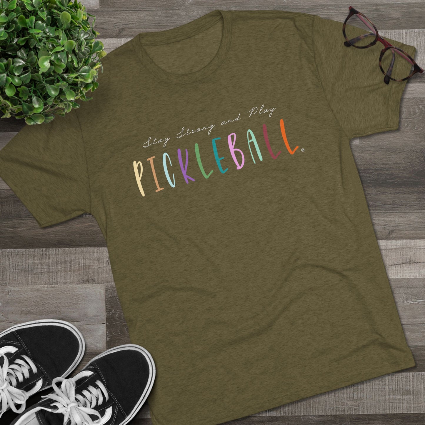 Stay Strong & Play Pickleball Unisex Tri-Blend Crew Tee