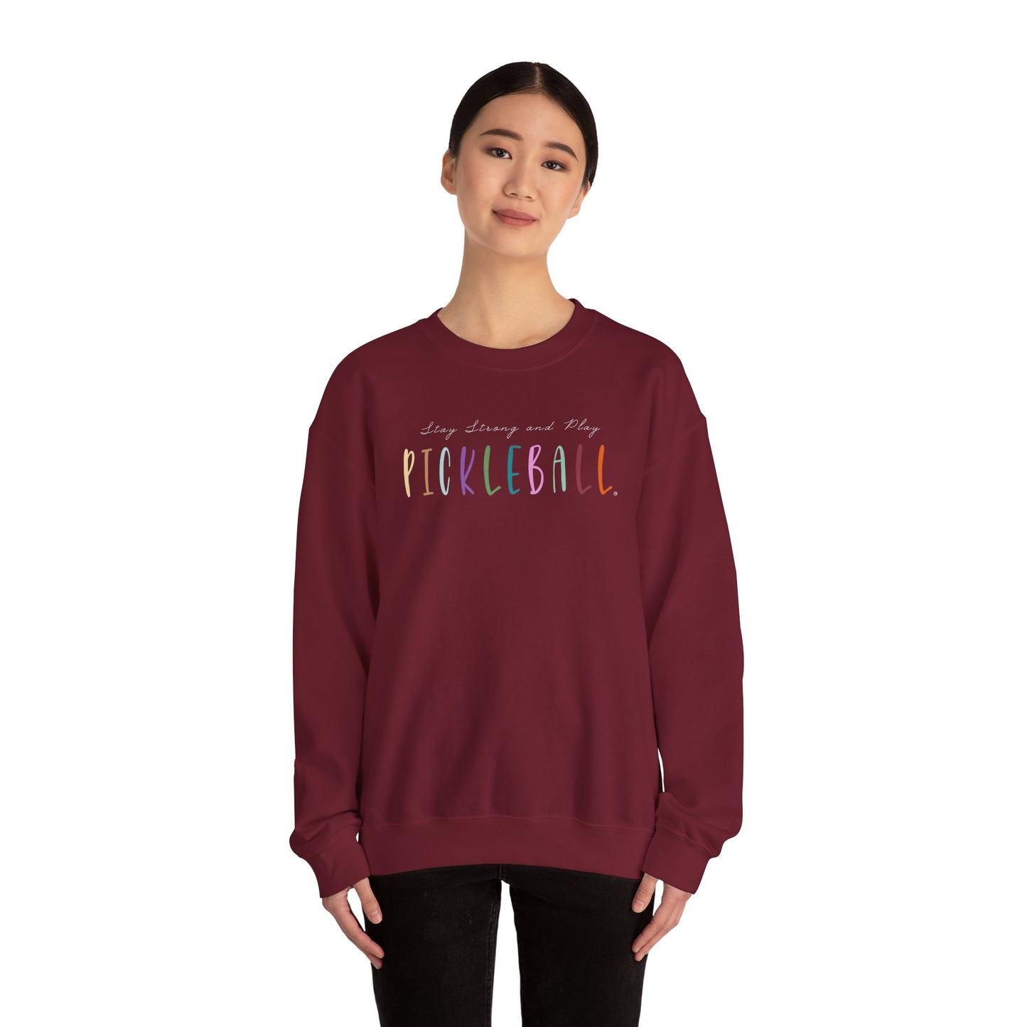 Stay Strong & Play Pickleball Unisex Heavy Blend™ Crewneck Sweatshirt