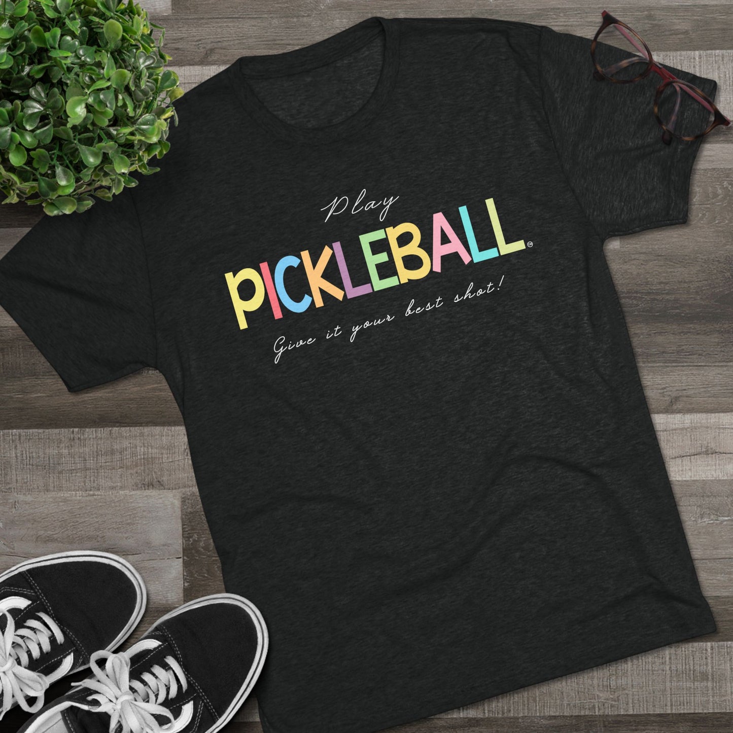 Colorful Pickleball Unisex Tri-Blend Crew Tee