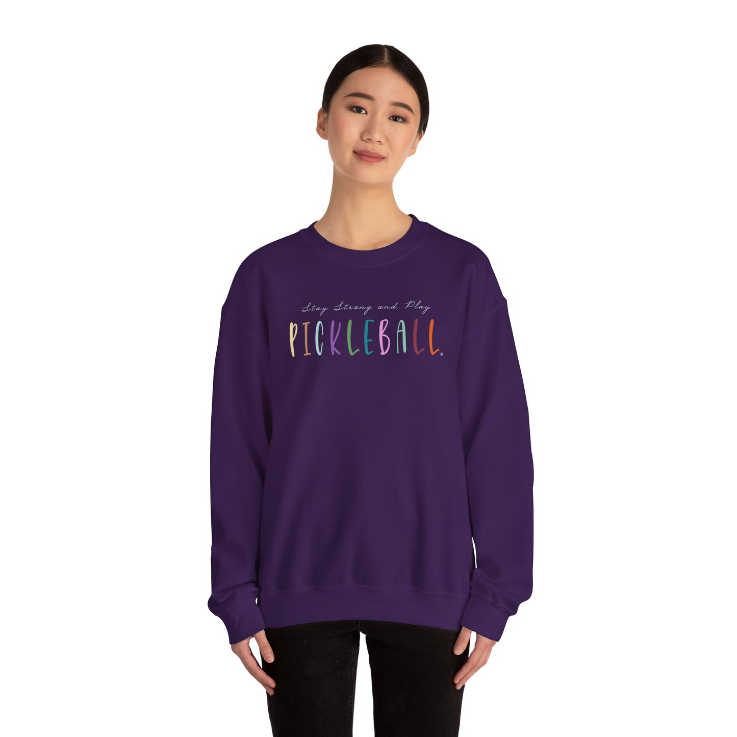 Stay Strong & Play Pickleball Unisex Heavy Blend™ Crewneck Sweatshirt