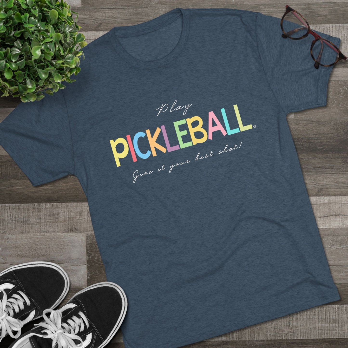 Colorful Pickleball Unisex Tri-Blend Crew Tee