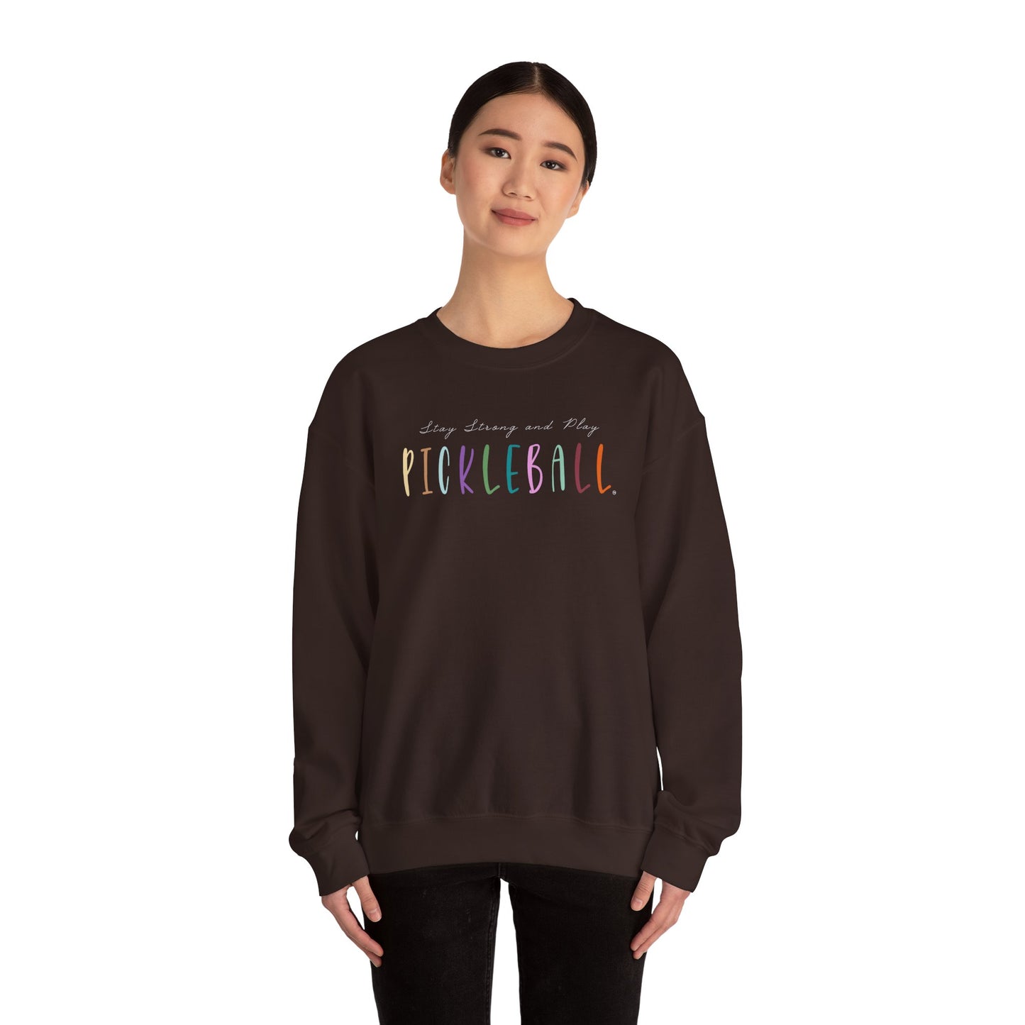 Stay Strong & Play Pickleball Unisex Heavy Blend™ Crewneck Sweatshirt