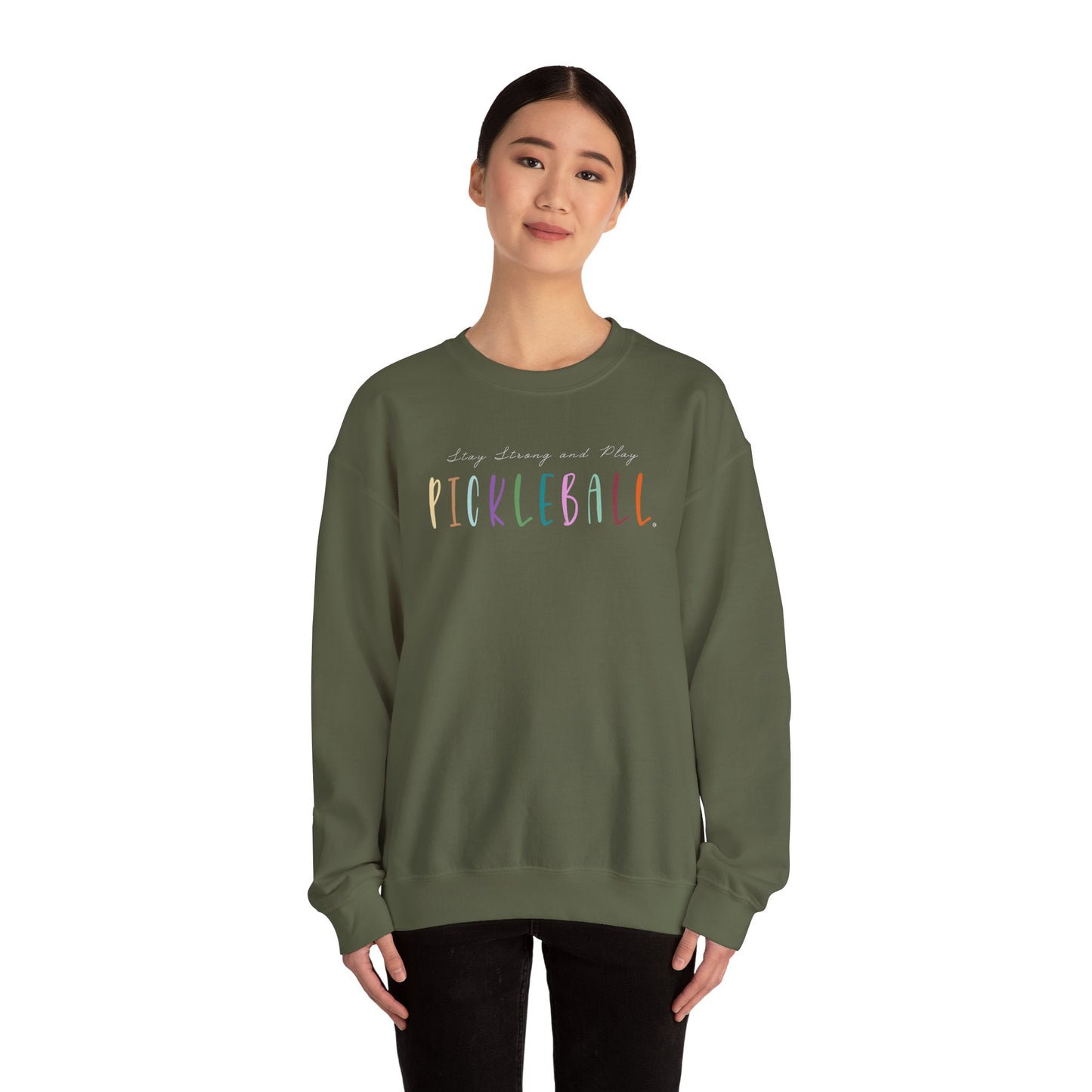 Stay Strong & Play Pickleball Unisex Heavy Blend™ Crewneck Sweatshirt