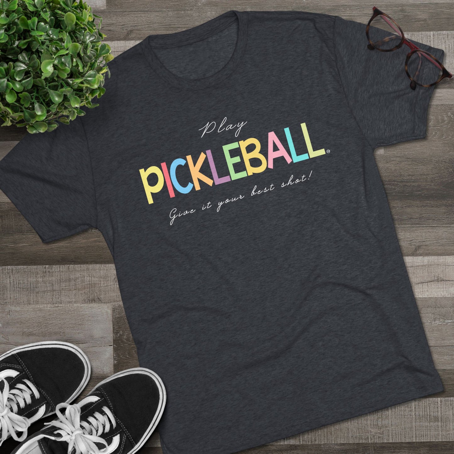 Colorful Pickleball Unisex Tri-Blend Crew Tee