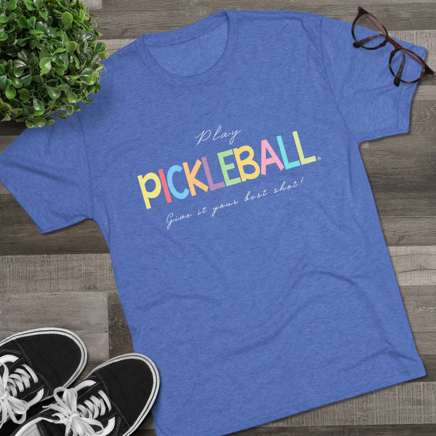 Colorful Pickleball Unisex Tri-Blend Crew Tee