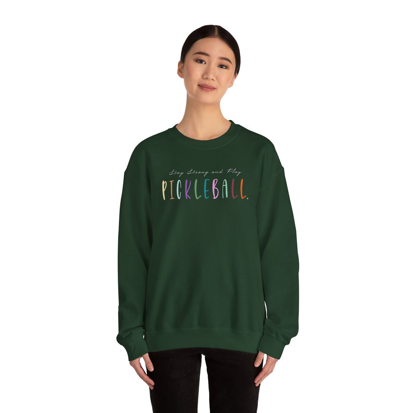 Stay Strong & Play Pickleball Unisex Heavy Blend™ Crewneck Sweatshirt