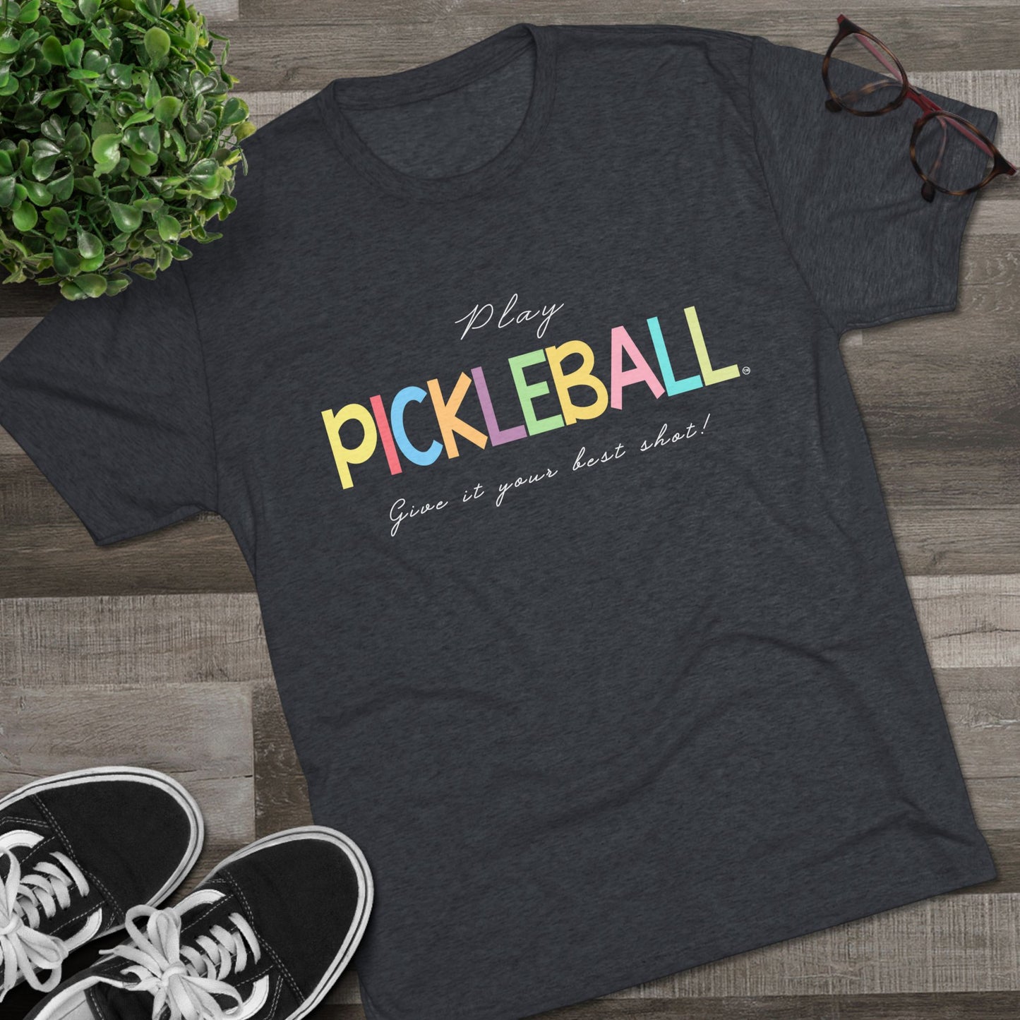 Colorful Pickleball Unisex Tri-Blend Crew Tee