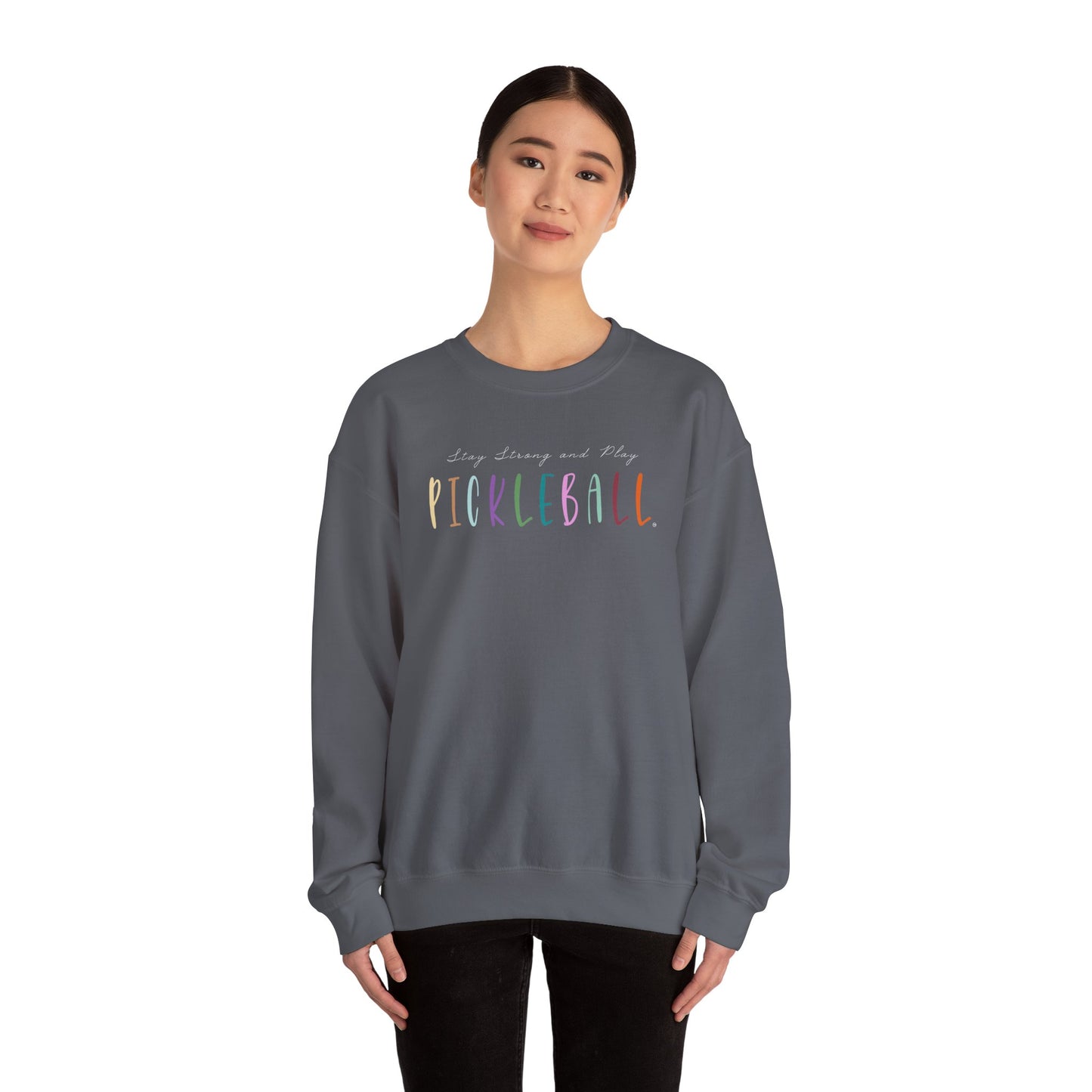 Stay Strong & Play Pickleball Unisex Heavy Blend™ Crewneck Sweatshirt