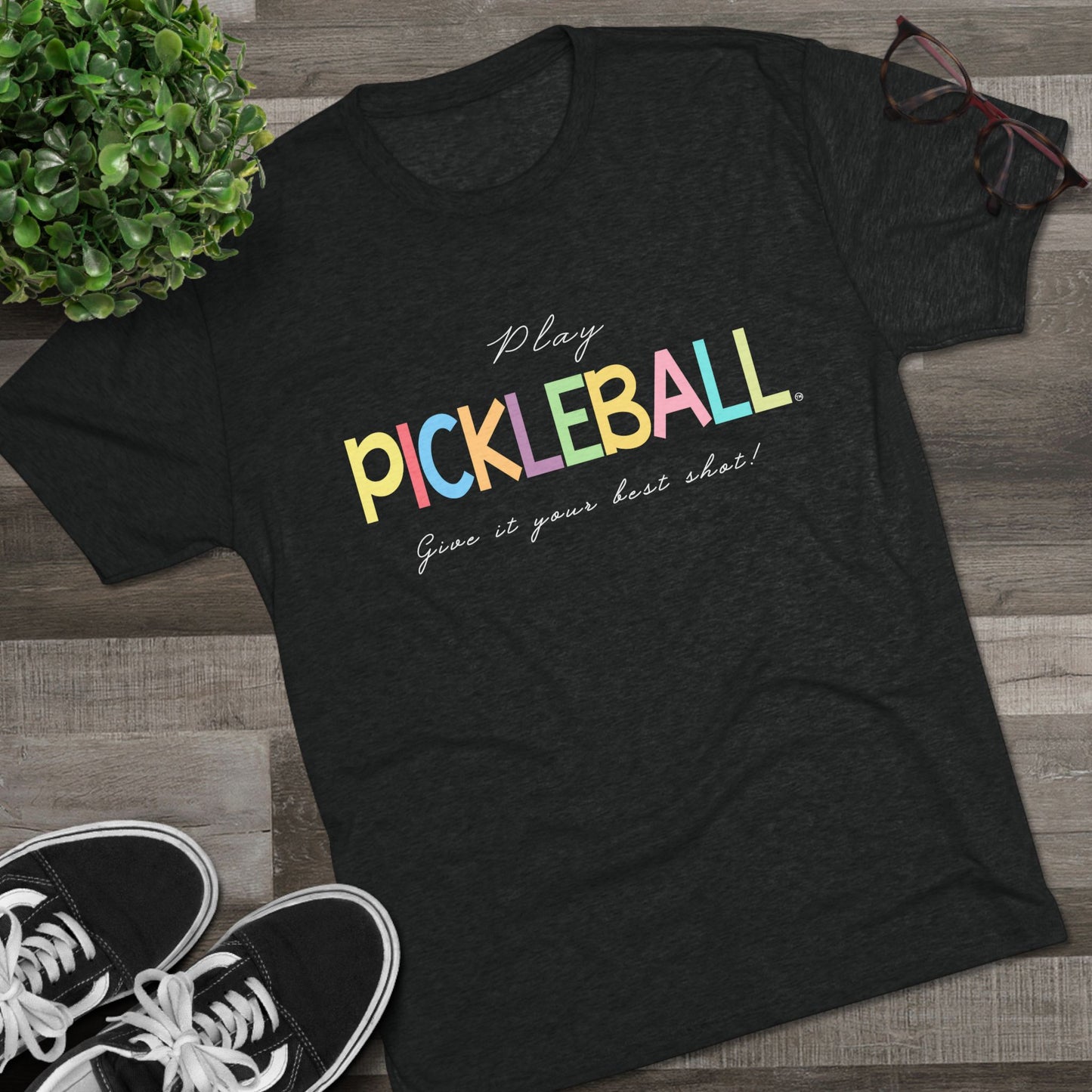 Colorful Pickleball Unisex Tri-Blend Crew Tee