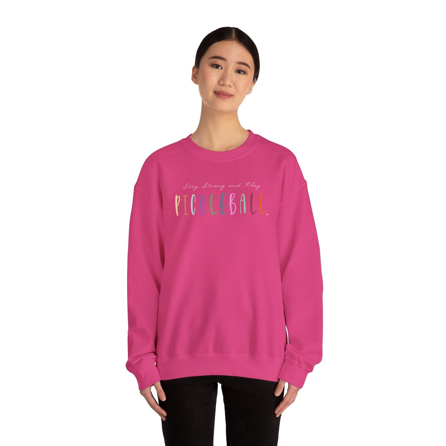 Stay Strong & Play Pickleball Unisex Heavy Blend™ Crewneck Sweatshirt